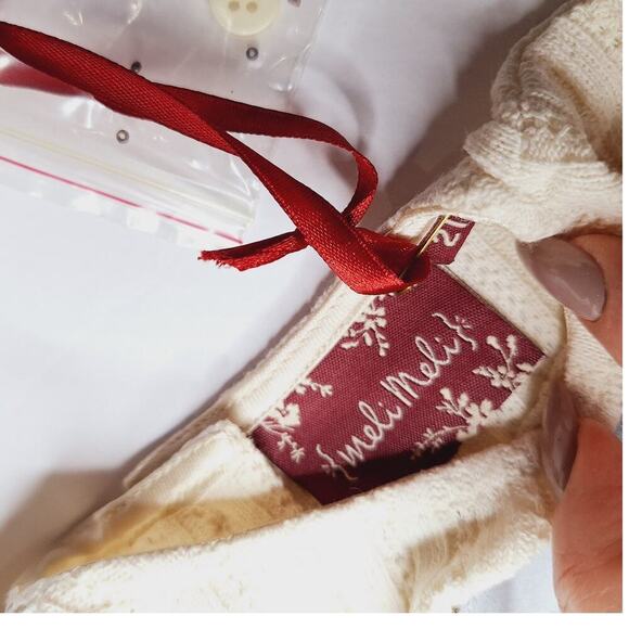 Meli Meli Boutique Mixed Media Top 2T Floral Applique Beaded Cotton Silk Cottage - Picture 5 of 8